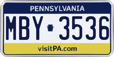 PA license plate MBY3536