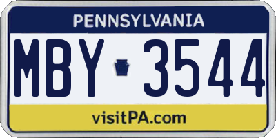 PA license plate MBY3544