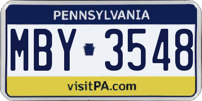 PA license plate MBY3548