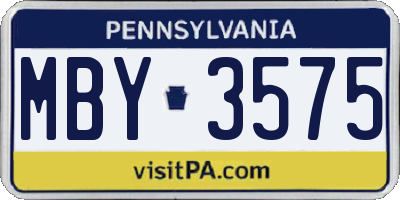 PA license plate MBY3575