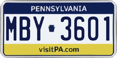 PA license plate MBY3601