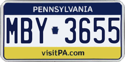PA license plate MBY3655