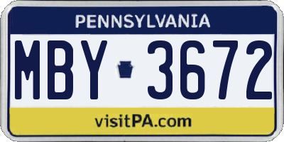 PA license plate MBY3672