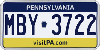 PA license plate MBY3722