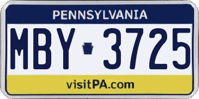 PA license plate MBY3725