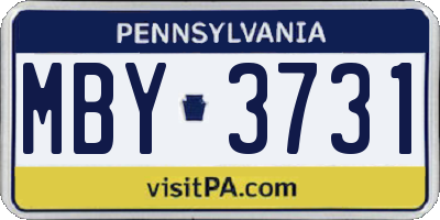 PA license plate MBY3731