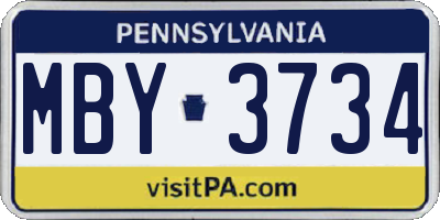 PA license plate MBY3734