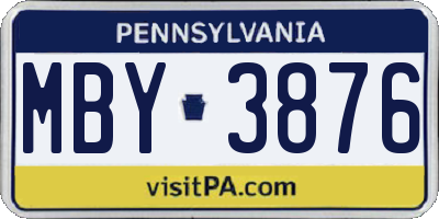 PA license plate MBY3876