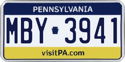 PA license plate MBY3941