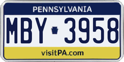 PA license plate MBY3958