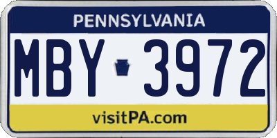 PA license plate MBY3972