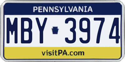 PA license plate MBY3974