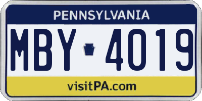 PA license plate MBY4019