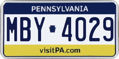 PA license plate MBY4029