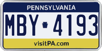 PA license plate MBY4193