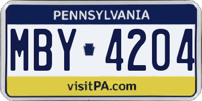 PA license plate MBY4204