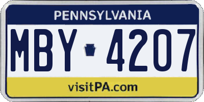 PA license plate MBY4207