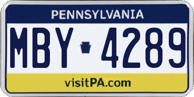 PA license plate MBY4289