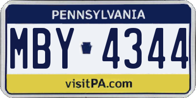 PA license plate MBY4344