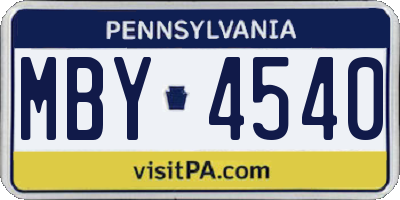 PA license plate MBY4540