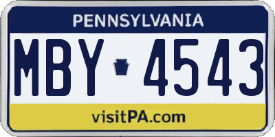 PA license plate MBY4543