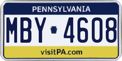 PA license plate MBY4608