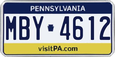 PA license plate MBY4612