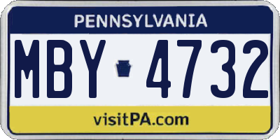 PA license plate MBY4732