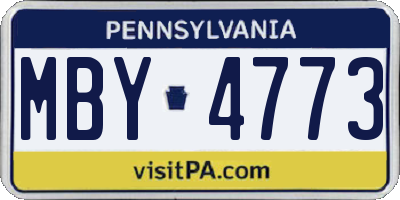 PA license plate MBY4773