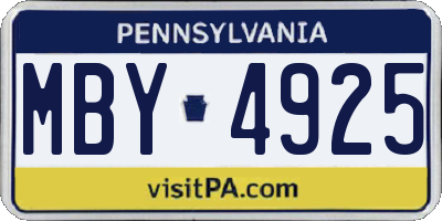 PA license plate MBY4925