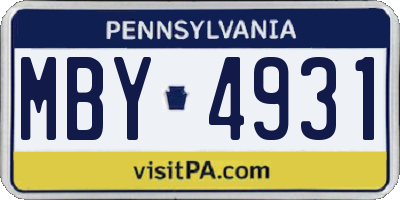 PA license plate MBY4931