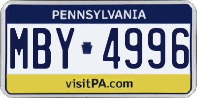 PA license plate MBY4996