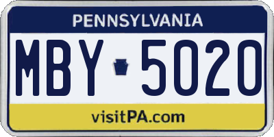 PA license plate MBY5020