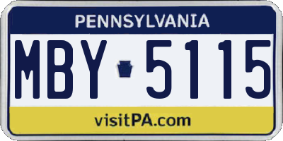 PA license plate MBY5115