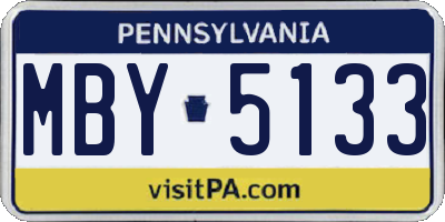 PA license plate MBY5133