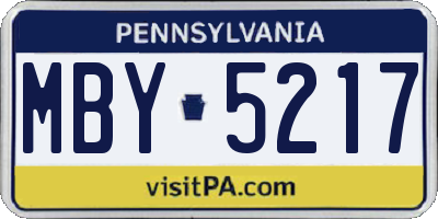 PA license plate MBY5217