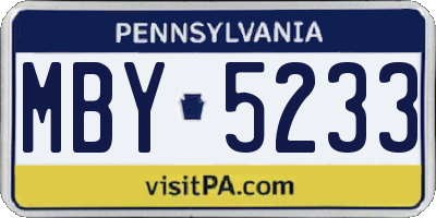 PA license plate MBY5233