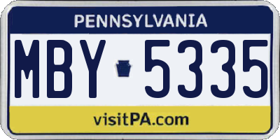 PA license plate MBY5335