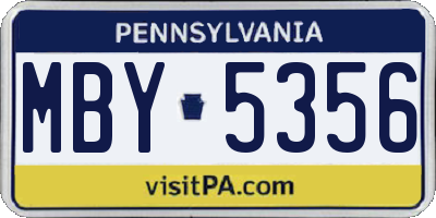 PA license plate MBY5356