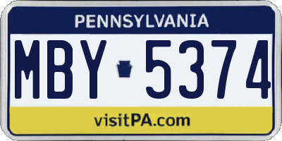 PA license plate MBY5374