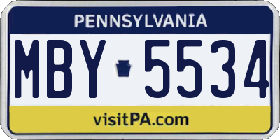 PA license plate MBY5534