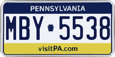PA license plate MBY5538