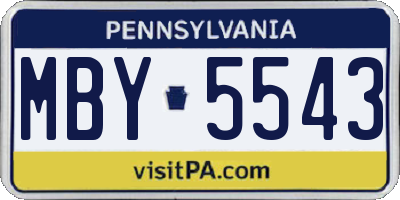 PA license plate MBY5543