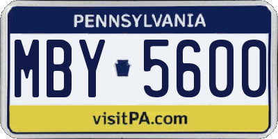 PA license plate MBY5600