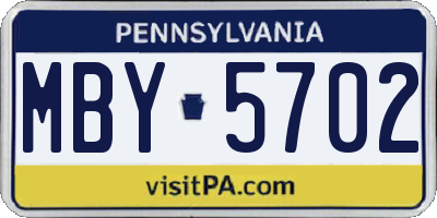 PA license plate MBY5702
