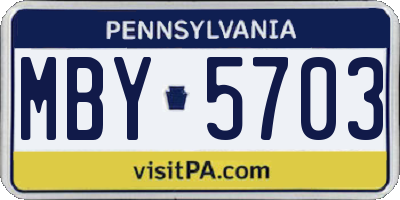PA license plate MBY5703