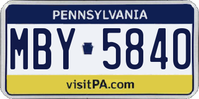PA license plate MBY5840