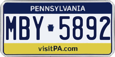 PA license plate MBY5892