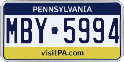 PA license plate MBY5994