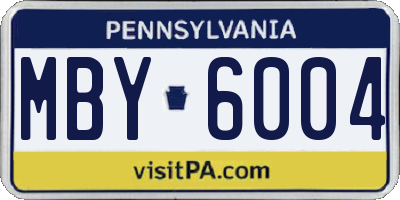 PA license plate MBY6004